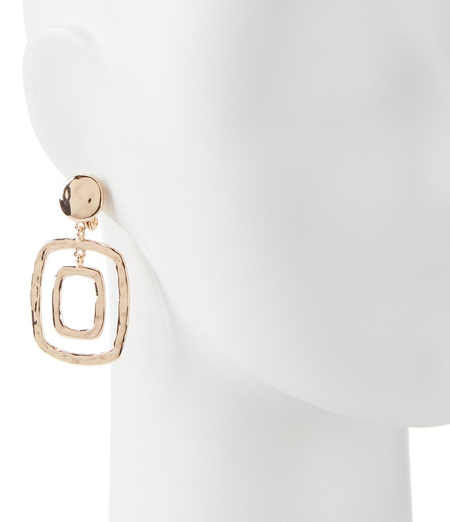Tailored Flat Square Clip-On Drop Earrings
