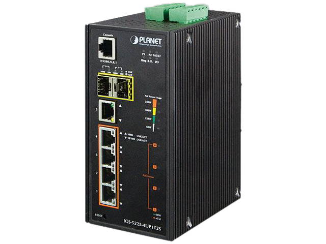 Planet IGS-5225-4UP1T2S Industrial L2+ 4-Port 10/100/1000T Ultra PoE + 1-Port 10/100/1000T + 2-Port 100/1000X SFP Managed Switch