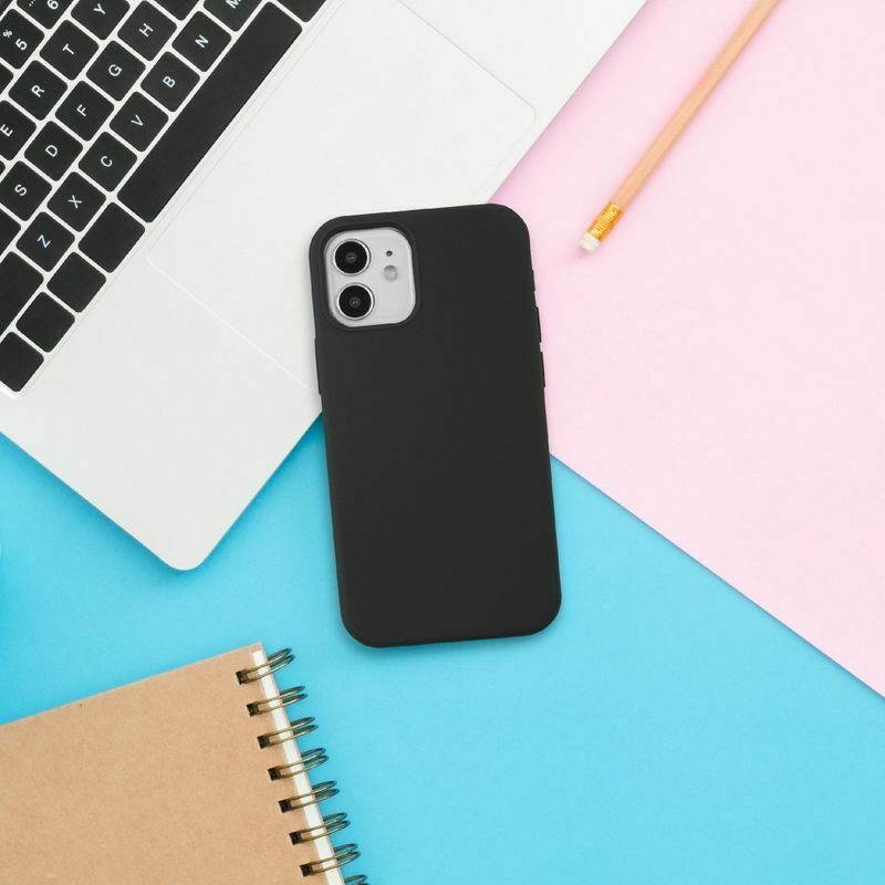 Liquid Silicone Case for iPhone 12 Mini 5.4" Soft Rubber Protective Cover, Black