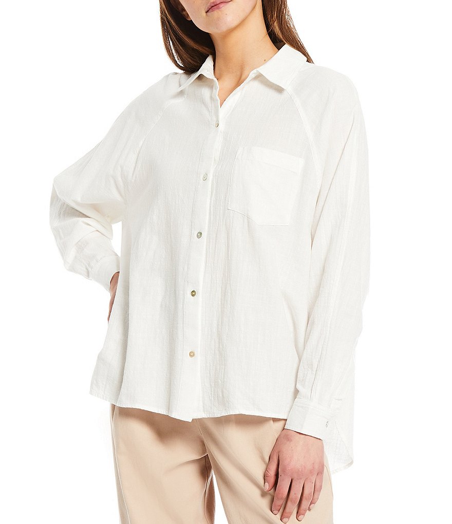 Every Woven Long Sleeve Coordinating Button Front Top