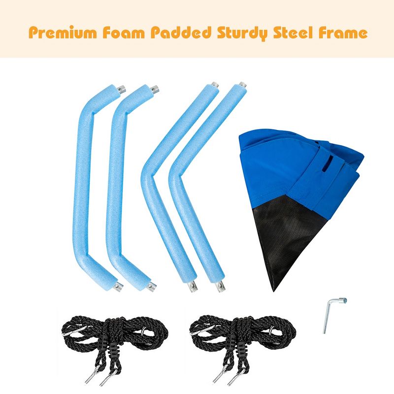 Costway 37 in Hexagon Tree Swing with Adjustable Hanging Ropes Blue