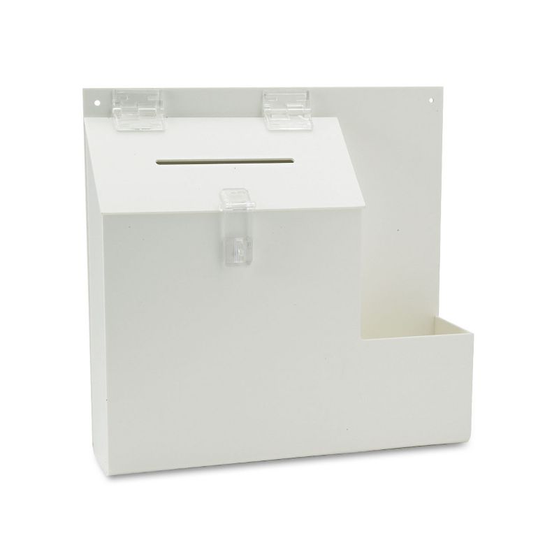 Deflecto Plastic Suggestion Box with Locking Top 13 3/4 x 3 5/8 x 13 White 79803