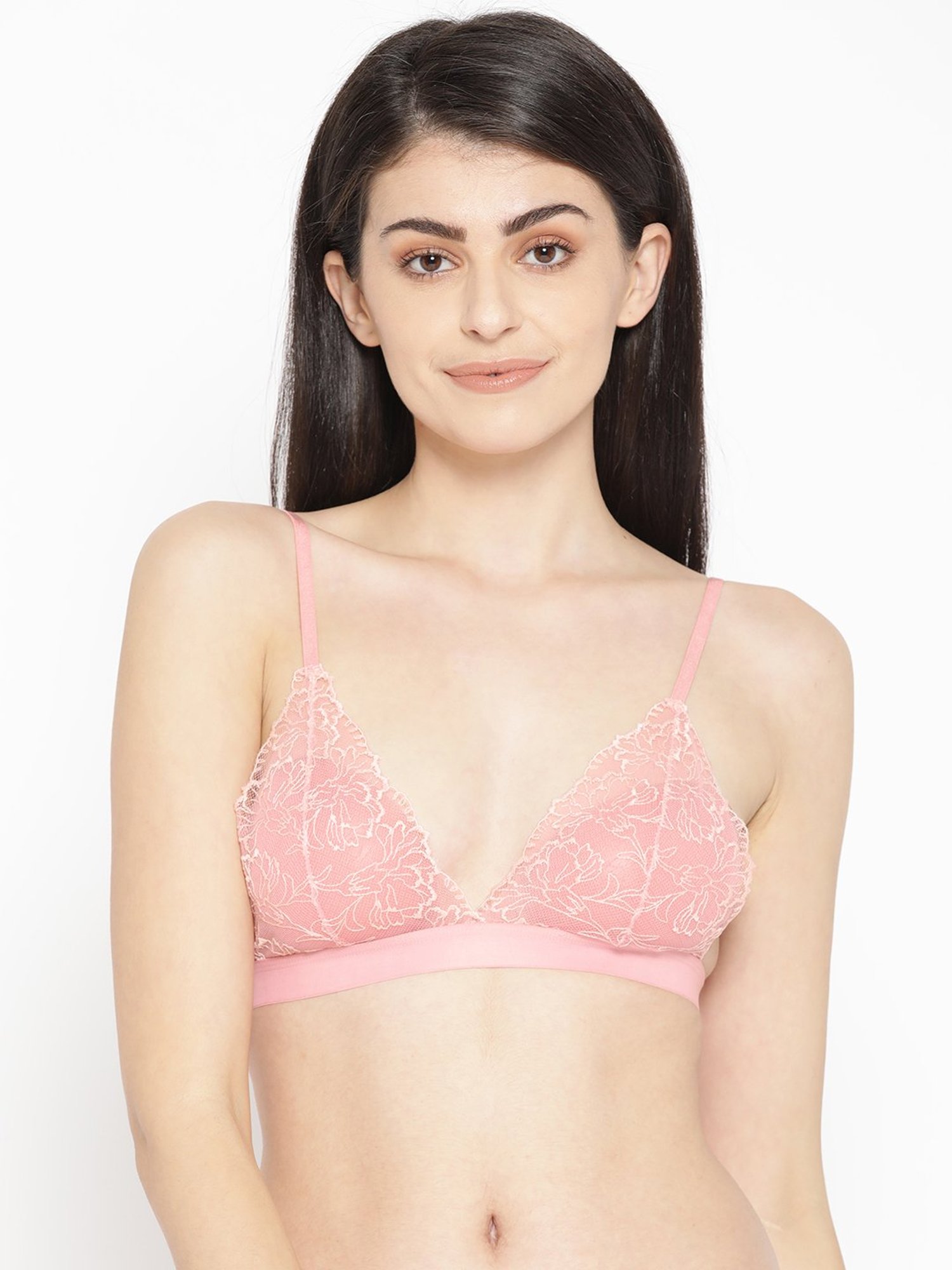 Erotissch Pink Lace Work Bralette Bra