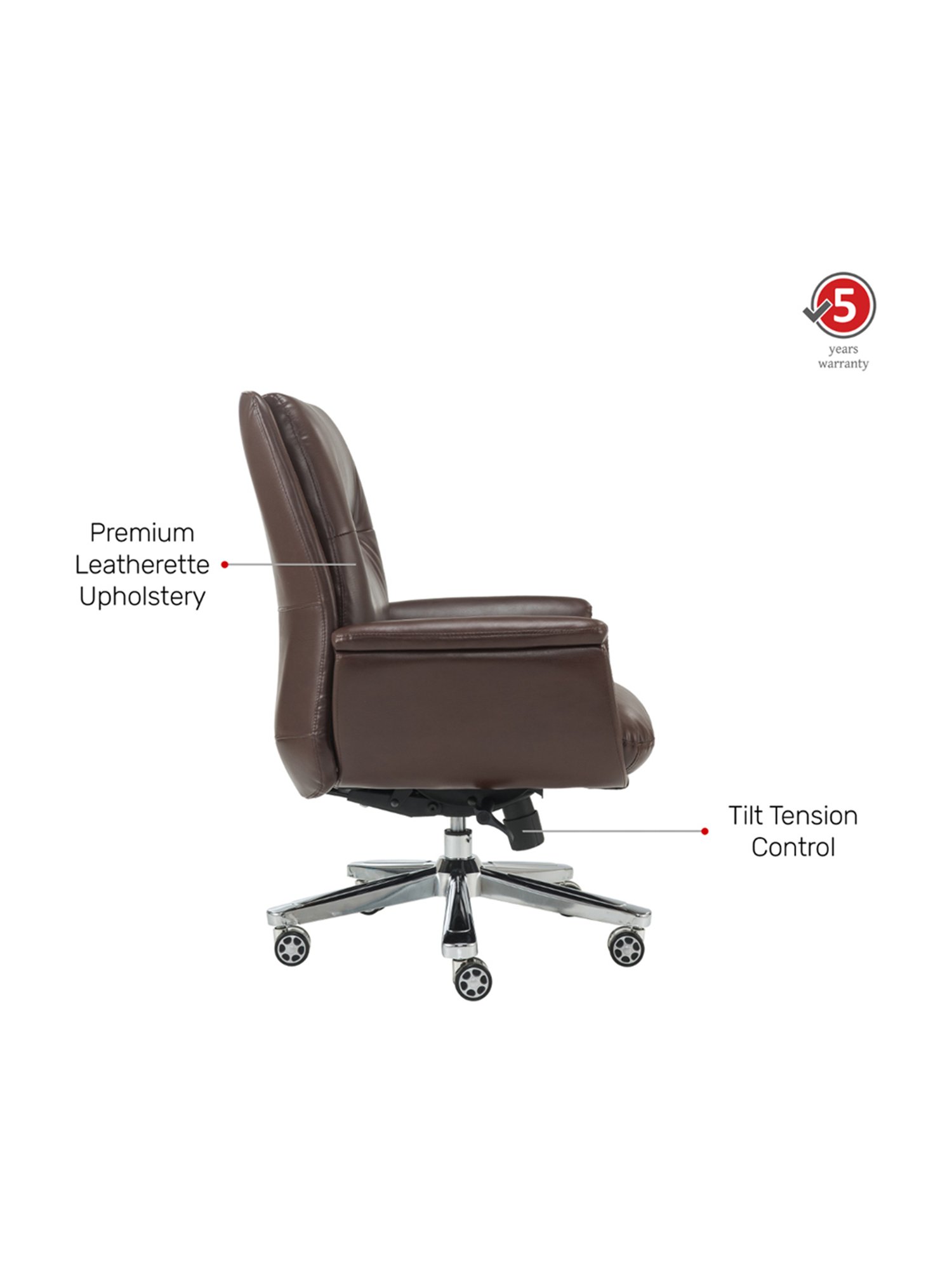 Durian Lincoln Brown Premium Leatherette Office Chair
