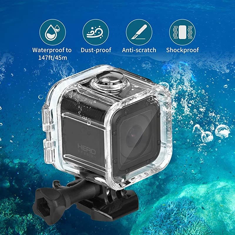 60m Dive Protective Housing Case for GoPro Hero 5 Session Hero 4 Session Hero Session, High Transmission Waterproof Housing Case