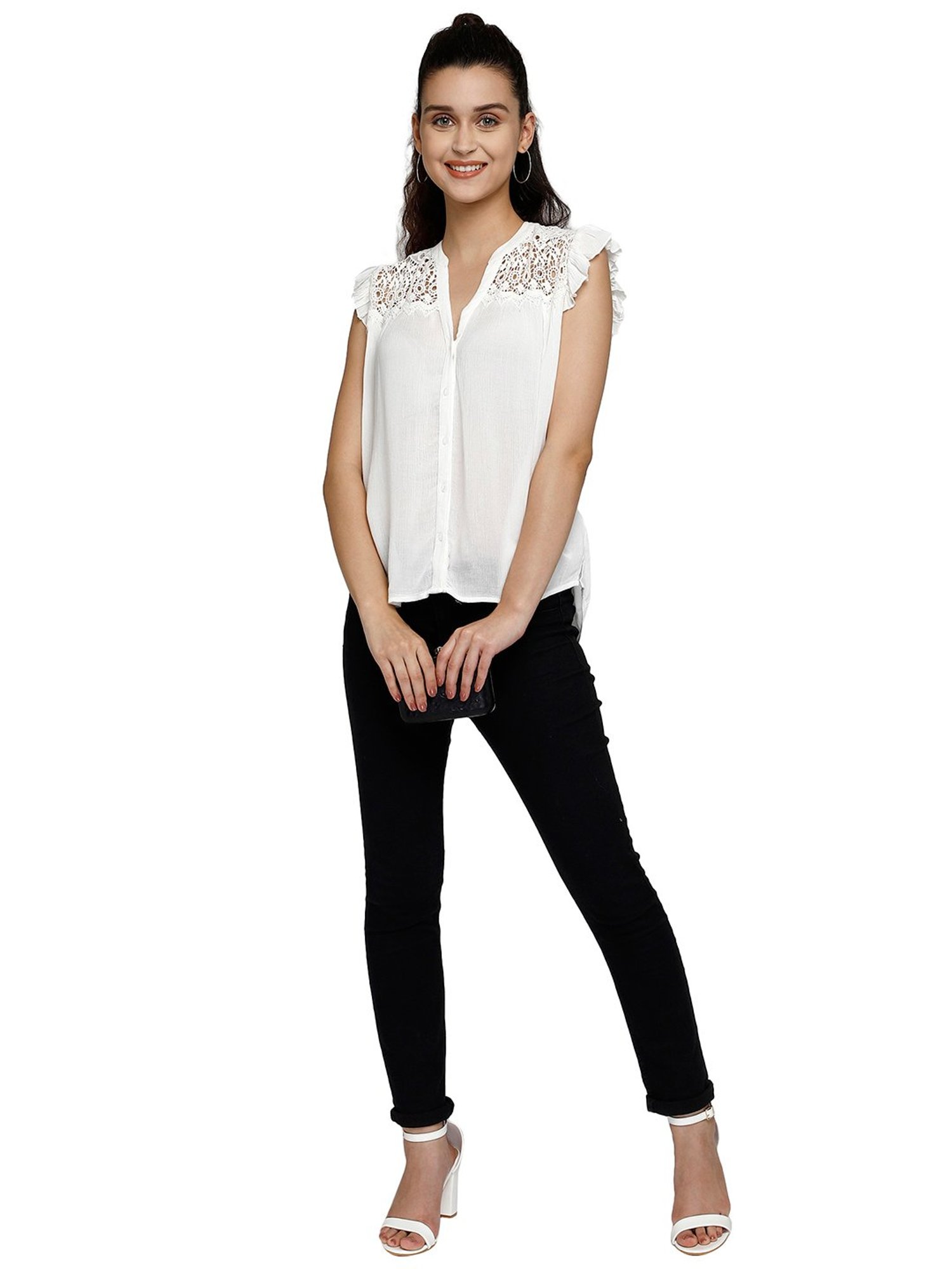 Aditi Wasan White Crochet Shirt