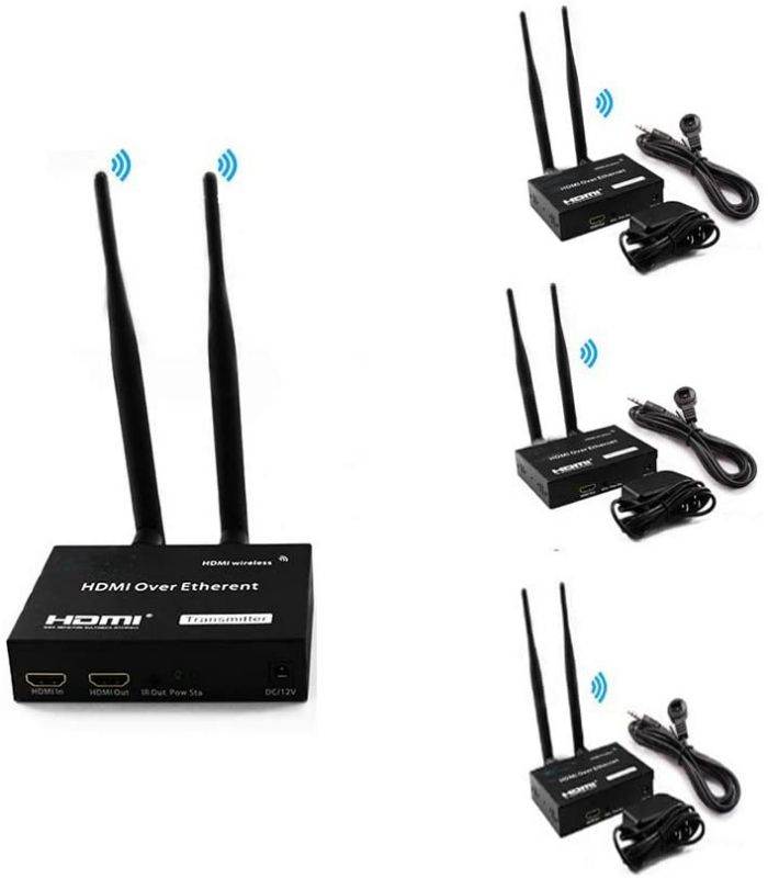 656ft (200 m) - 1080p - HDMI Over Wireless Extenderwith IR Passback Wireless HDMI IR Extender with Loop Out, for Projector Church Monitor Home Use (656Ft (1 TX +3RX))