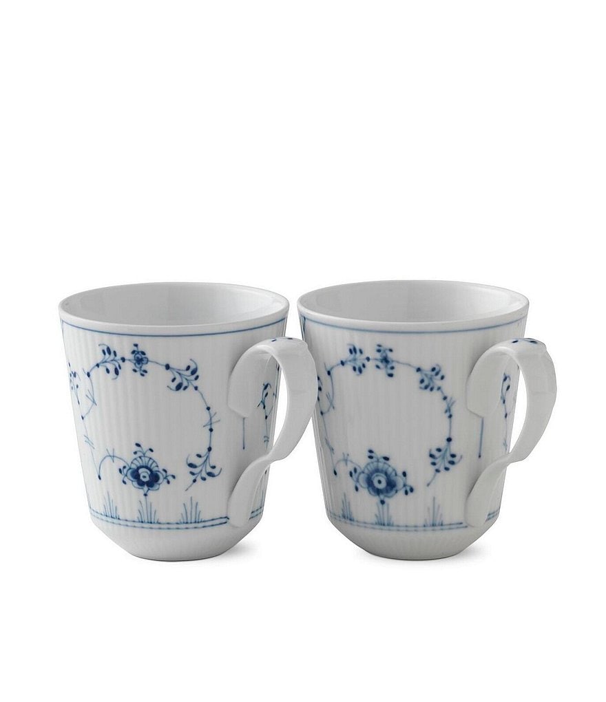 Royal Copenhagen Blue Fluted Plain Mugs, Set of 2