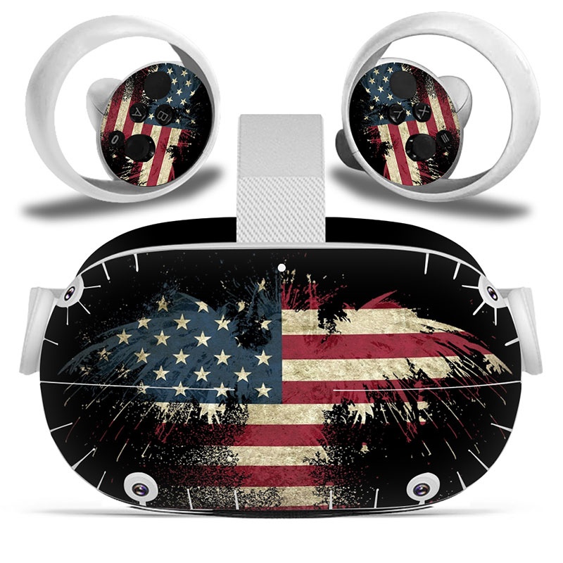 Amify Vinyl Skin Sticker for Oculus Quest 2 VR Headset Controller PVC Decals Cute Cartoon Wrap Cover for Oculus Quest 2 Accessories