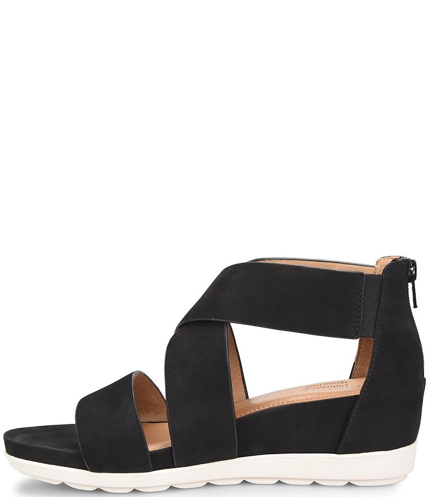 Comfortiva Pacifica Nubuck Criss-Cross Strap Sporty Wedge Sandals