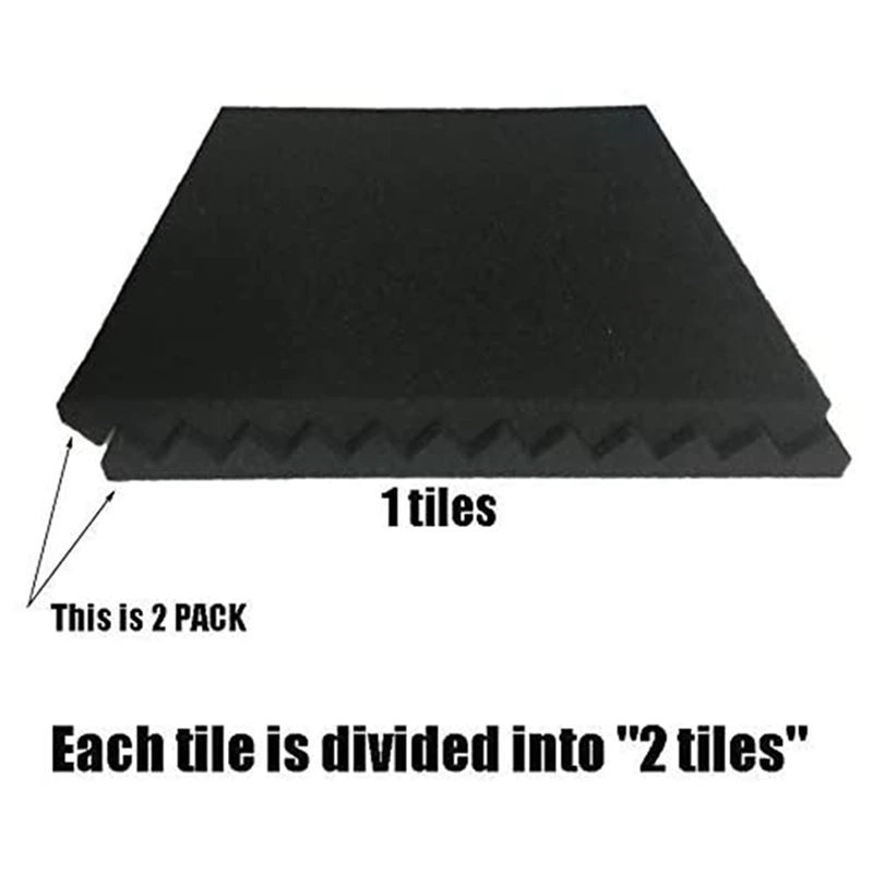 24 Pcs Acoustic Panels,Soundproofing Foam,Acoustic Tiles for Studio,Foam Sound Wedges 2.5 x 30 x 30cm,Blue&Black