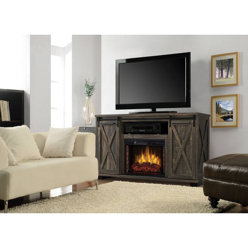 60" Rivington Infrared Media Electric Fireplace Rustic Brown - Muskoka