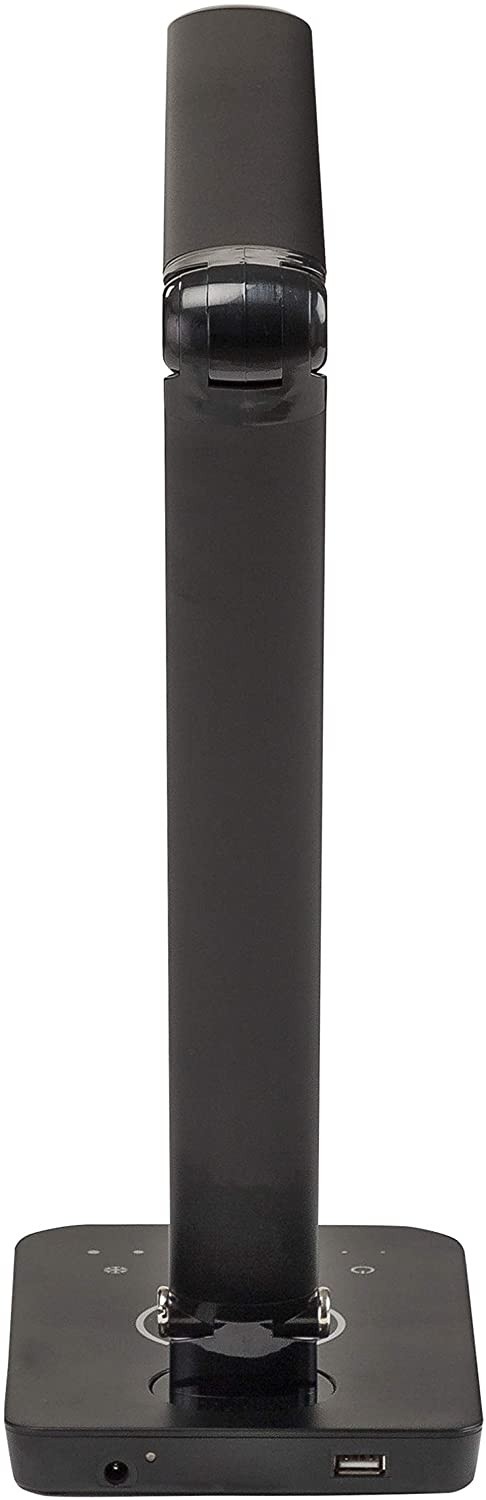 Safco Products Vamp LED Lamp with Pivoting Neck, Built-in Wireless Charging Pad, USB Port, Black