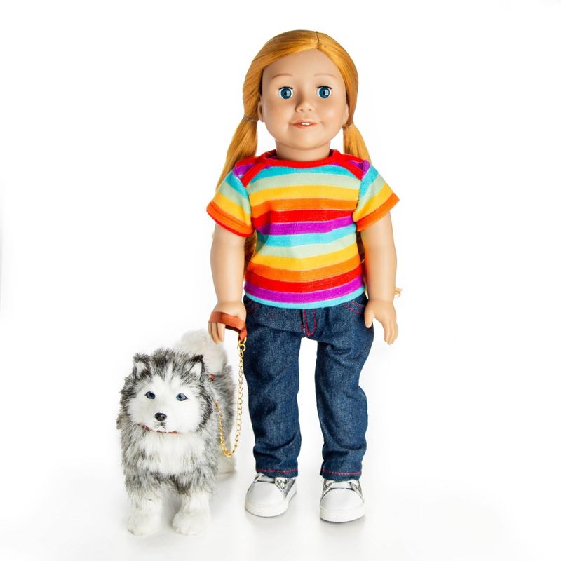 The Queen's Treasures 18" Doll Pet Accessory - Husky Dog with Collar & Leash