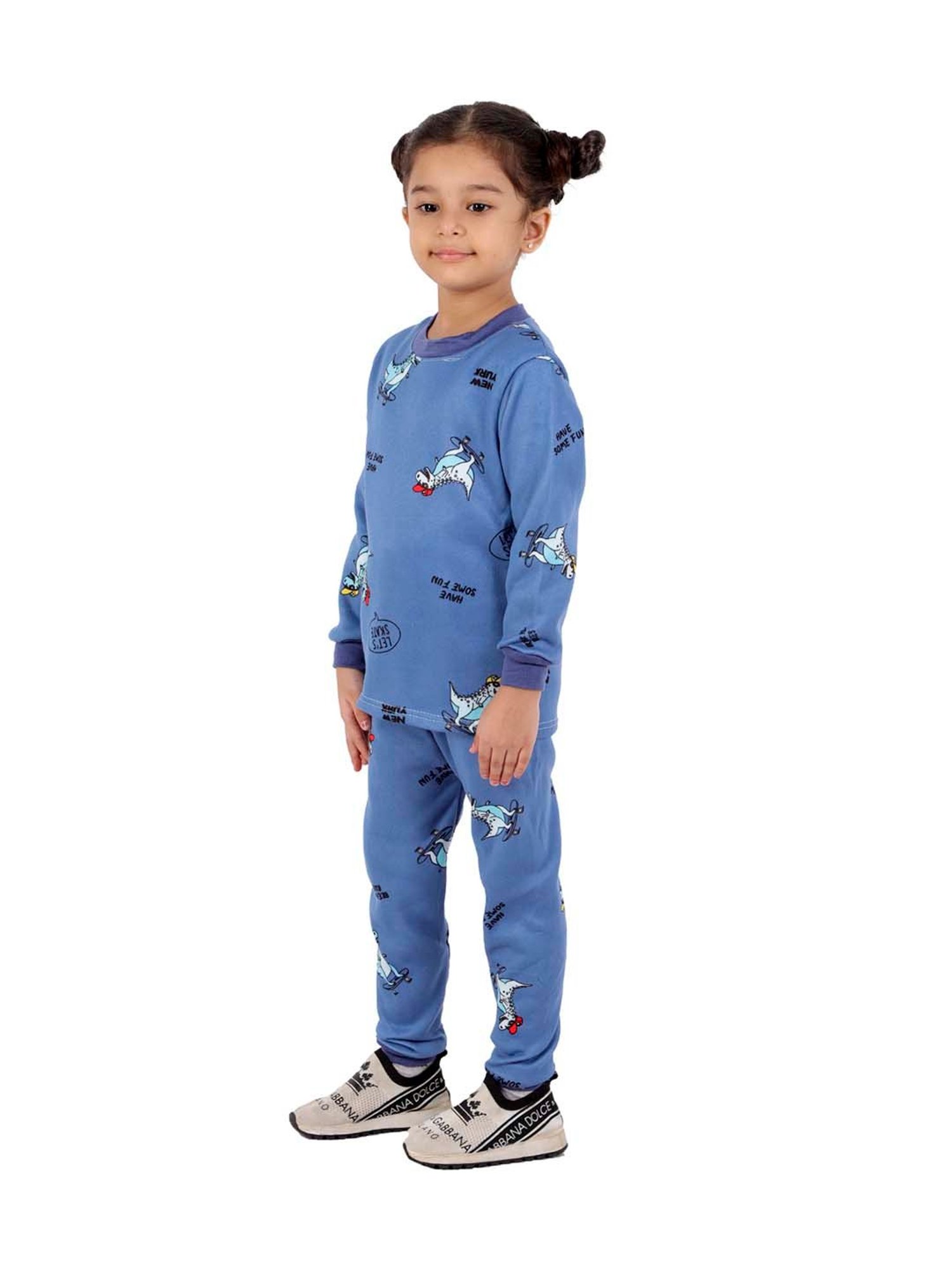 Ahhaaaa Kids Blue Printed Sweatshirt with Joggers