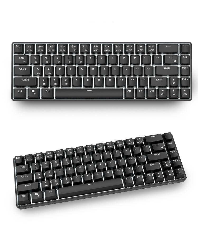 RK RK855 Bluetooth Wireless and USB Wired Dual-mode 68 Keys Mechanical Gaming Keyboard, Adjustable White Backlit