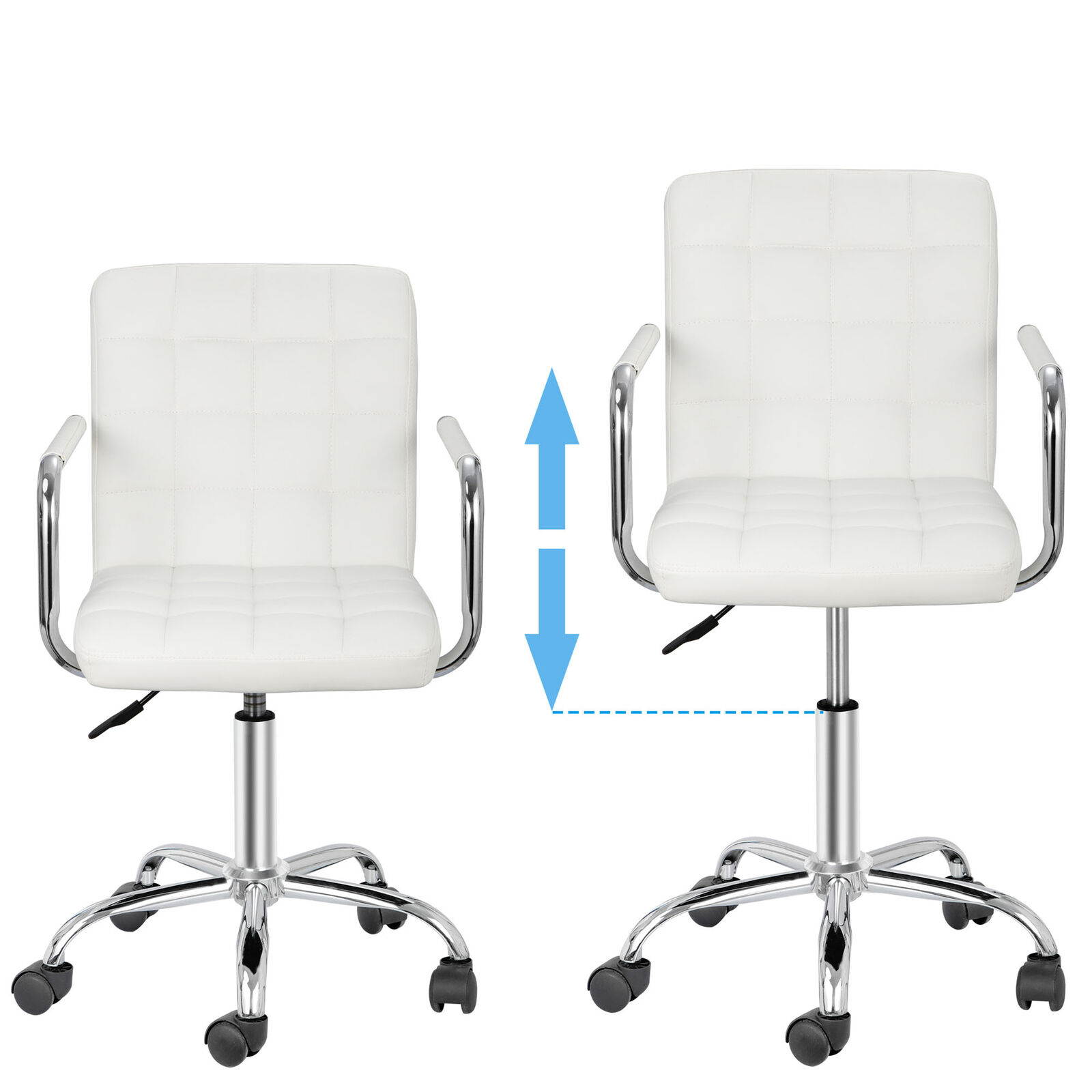 Modern Midback Armrests Office Chair Desk Office Chair with Wheels Swivel Chair Adjustable Height