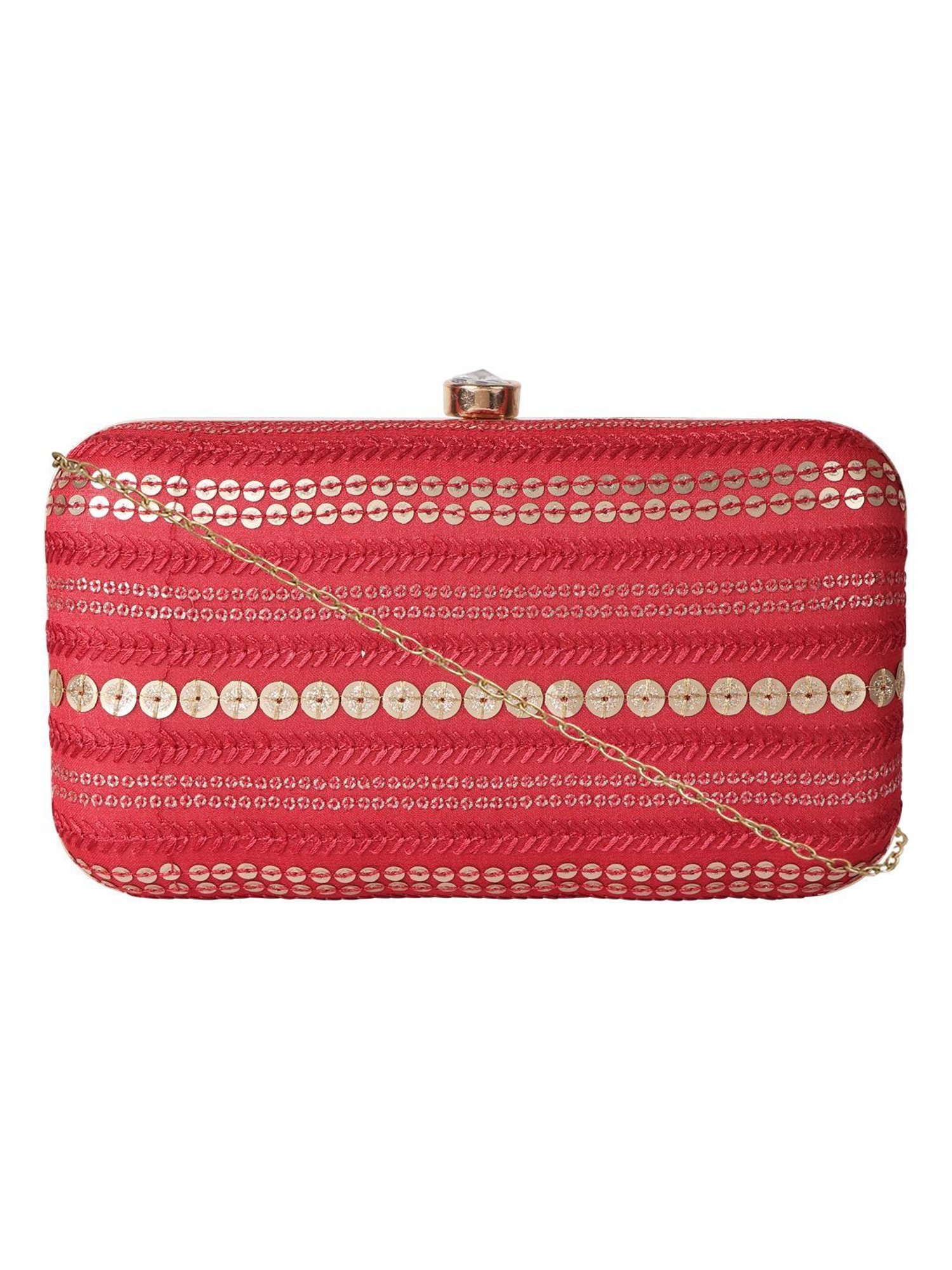 Horra Red Embellished Clutch