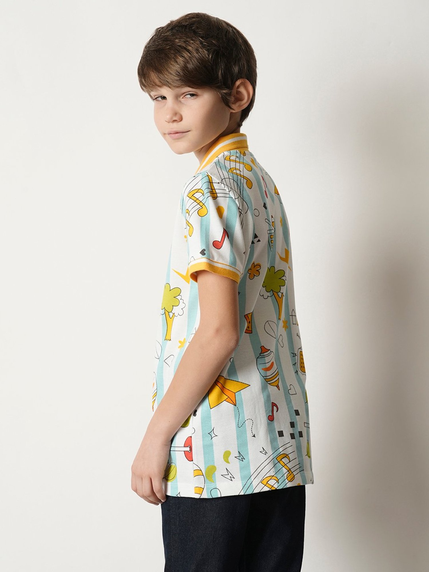 Jack & Jones Junior Boys White Printed Polo T-Shirt