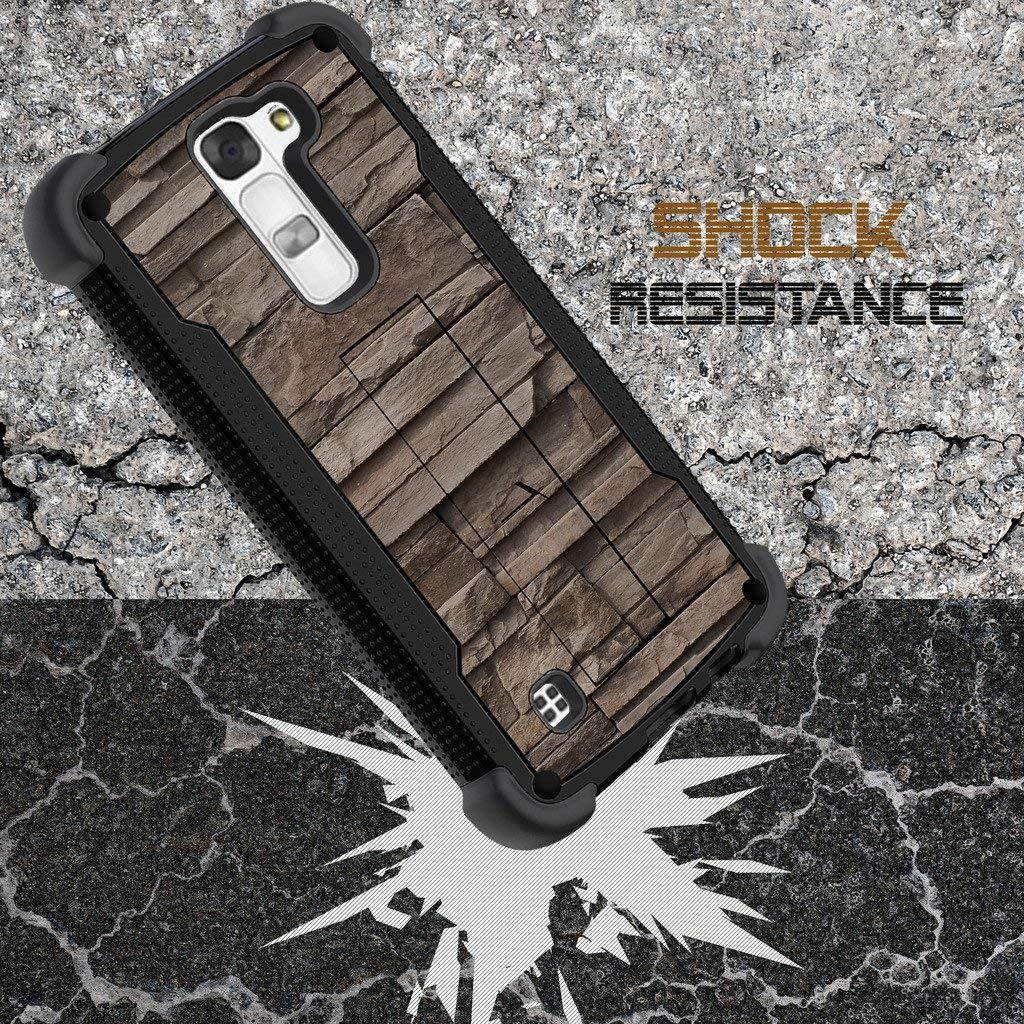 TurtleArmor | LG K7 Case | Tribute 5 Case | Treasure Case [Grip Combat] Shockproof Kickstand Defender Case Military War Robot Design with Tempered Glass Screen Protector - Black