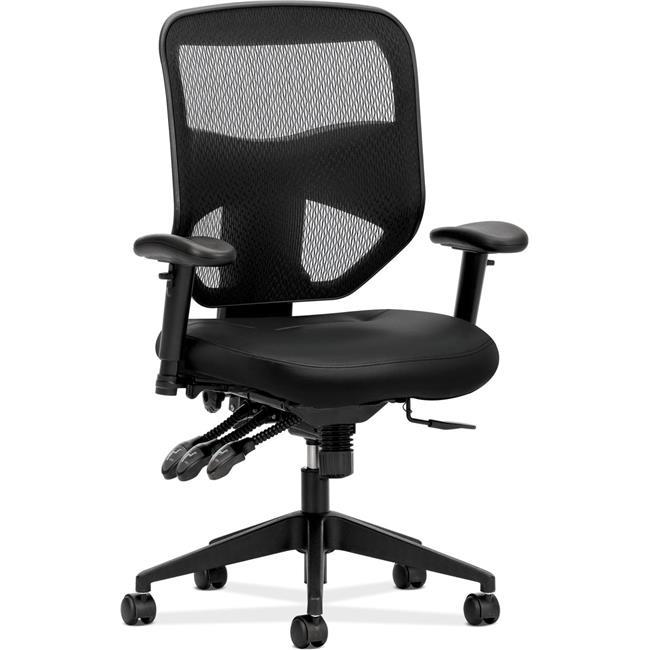 Prominent Mesh High-Back Task Chair Seat Glide 2-Way Arms Black Leather