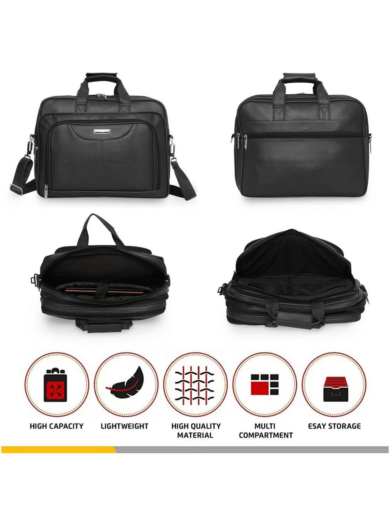 Priority Black Synthetic Large Messenger Bag