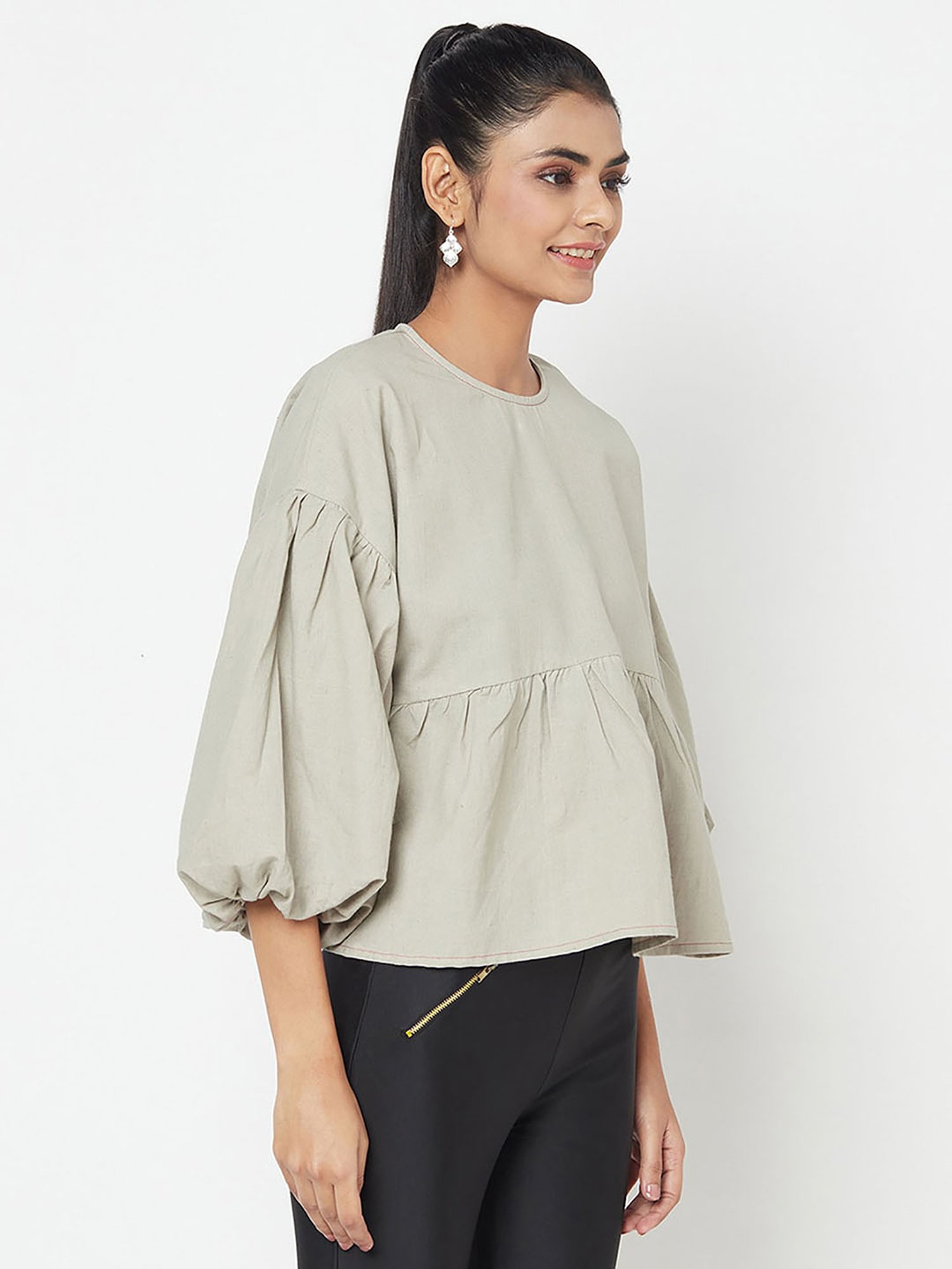 Fabindia Grey Cotton Top