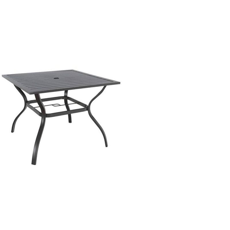 5pc Patio Set with 37" Metal Table & Extra Wide Swivel Chairs with Cushions - Captiva Designs