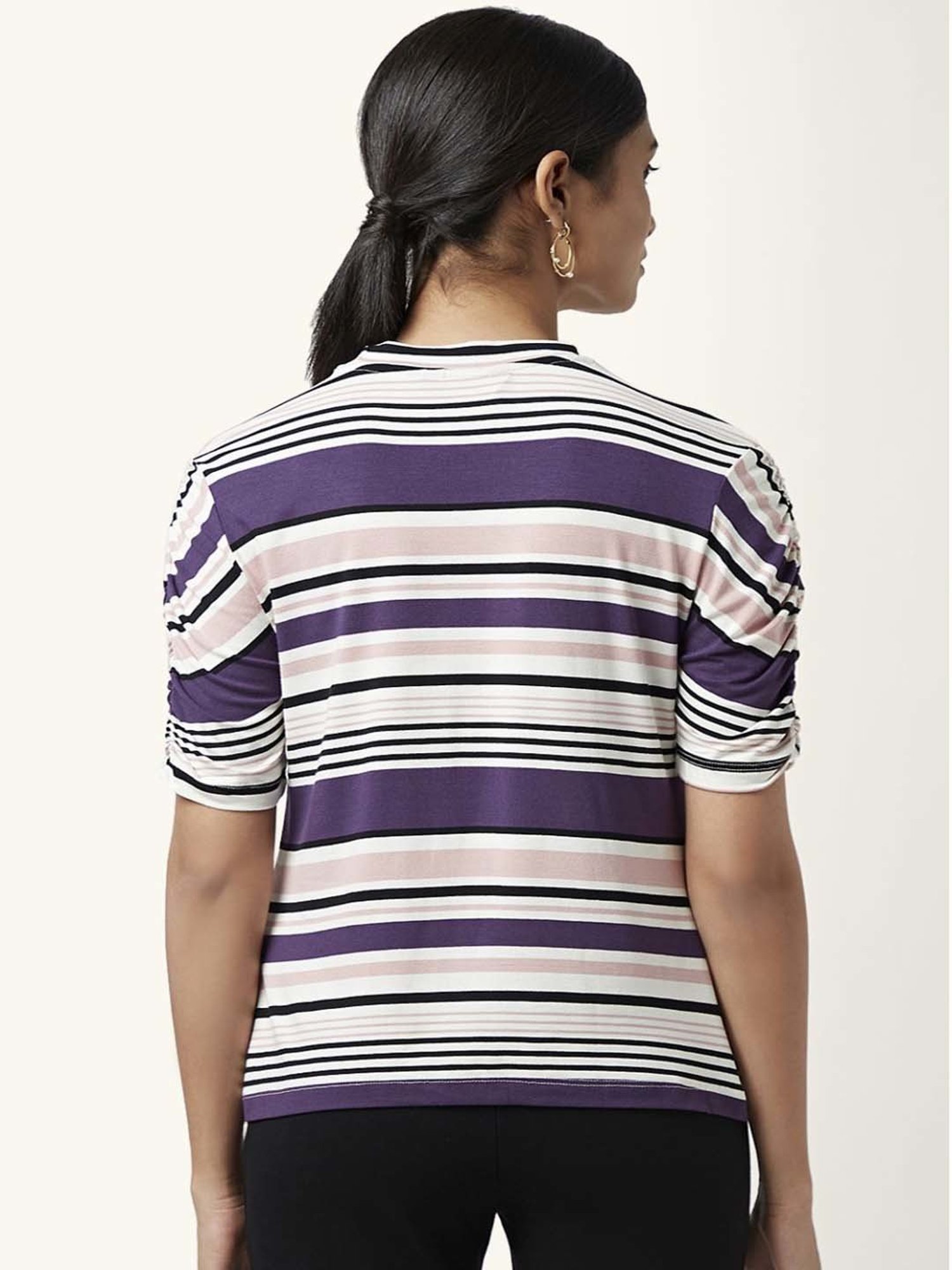 Annabelle by Pantaloons Purple & White Striped Top