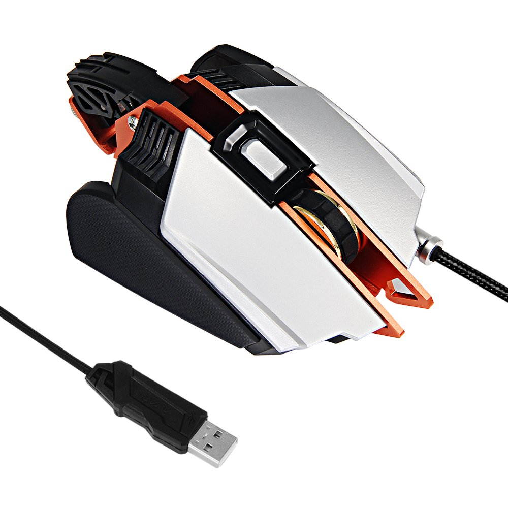 Original Ajazz GTX 7 Buttons Wired Gaming Mouse Ergonomic 4000 DPI Adjustable for Wrist Pad and Weight Durable Mechanical Mouse