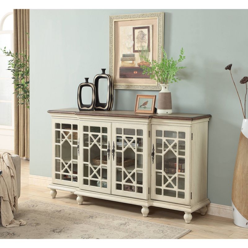 Remak 4 Door Media Credenza TV Stand for TVs up to 76" Ivory - Treasure Trove Accents