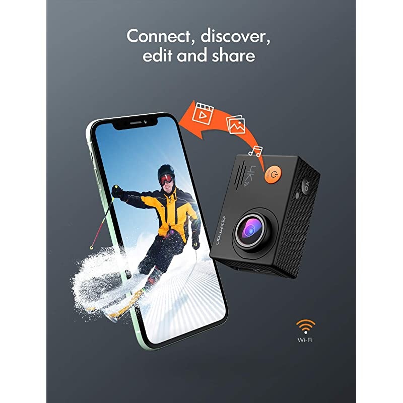 A79 Action Camera 4K 20MP WiFi External Microphone 2.4G Remote Control Underwater Waterproof 40M Sports Vlog Webcam Camcorder with 2 Rechargeable Batteries and Accessories Kits