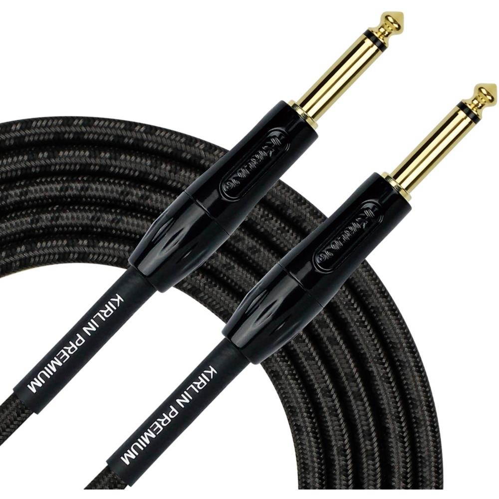 KIRLIN Premium Plus Instrument Cable with Charcoal Gray and Black Woven Jacket 20 ft.