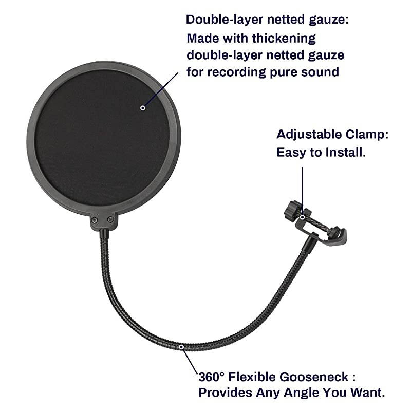 Filter Studio Double Round Shape Microphone Screen Filter Double Layer Sound Shield Guard Windscreen