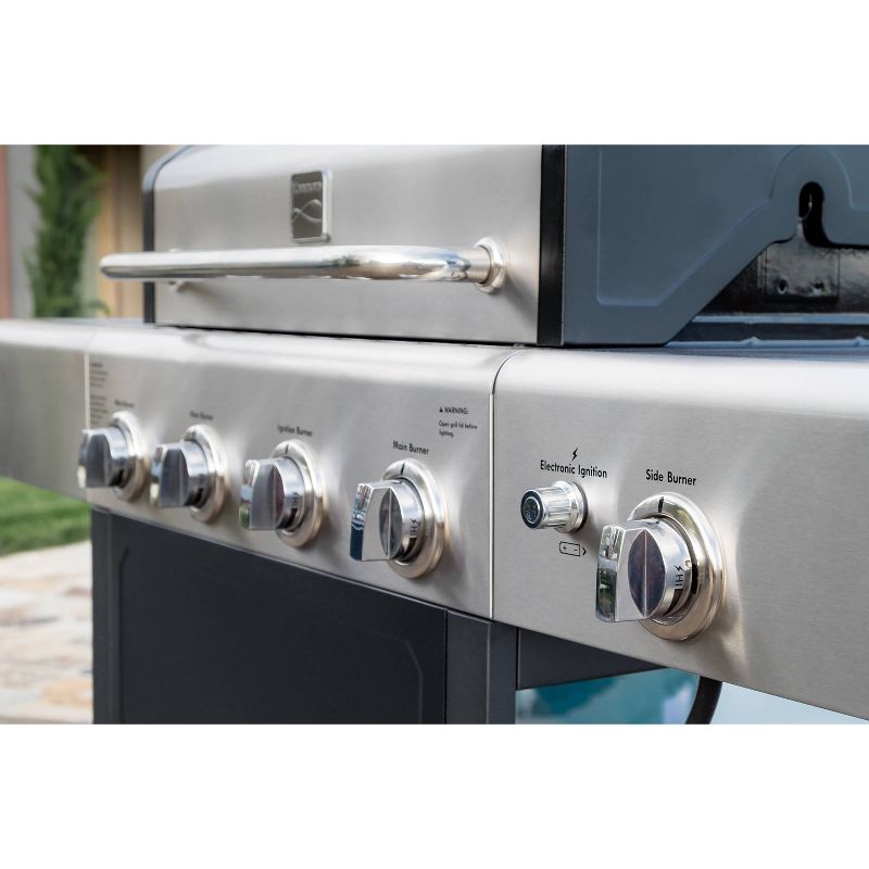 Kenmore PG-40406S0L 4 Burner Open Cart Grill with Side Burner - Stainless Steel and Black