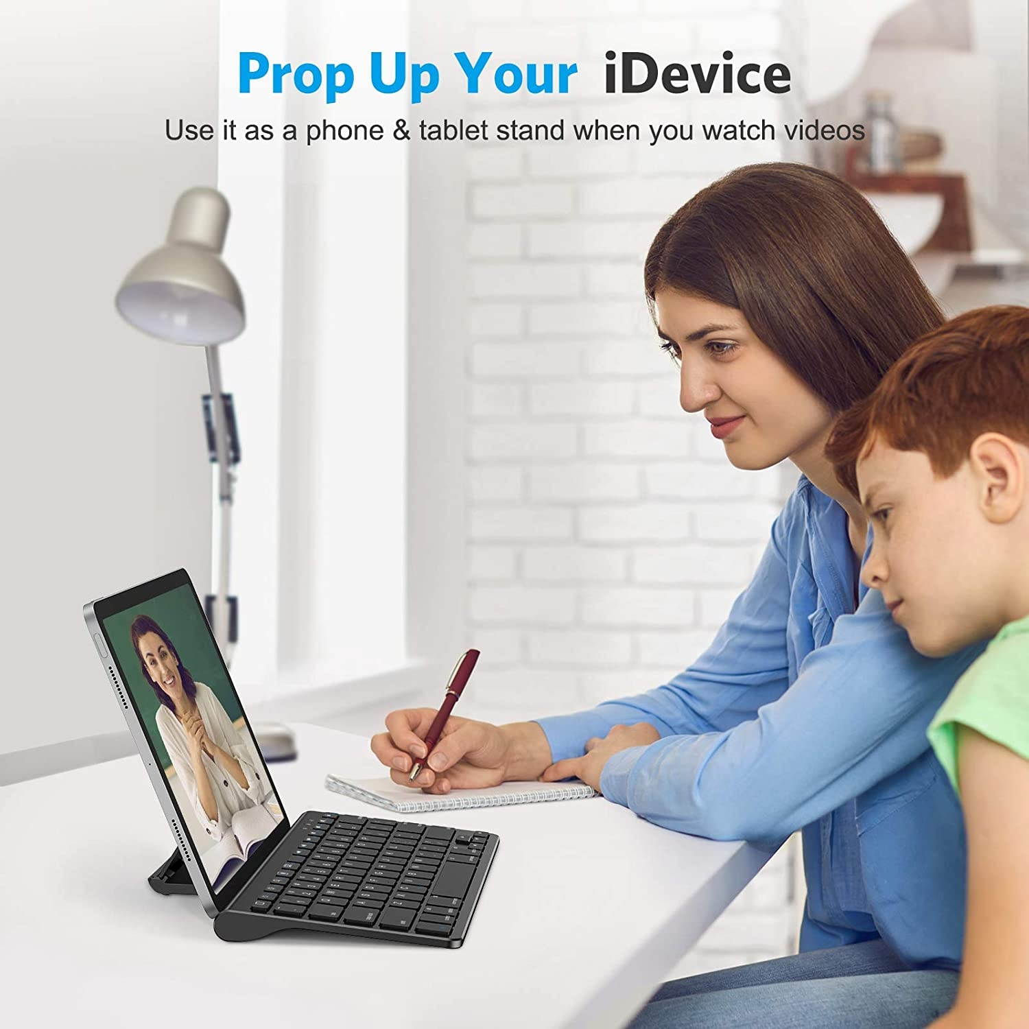 OMOTON Keyboard Compatible with iPad(Sliding Stand), Wireless Bluetooth Keyboard for iPad Air 4, iPad 10.2(8th/ 7th Gen), and More[Stand NOT for iPad Pro 12.9], Black