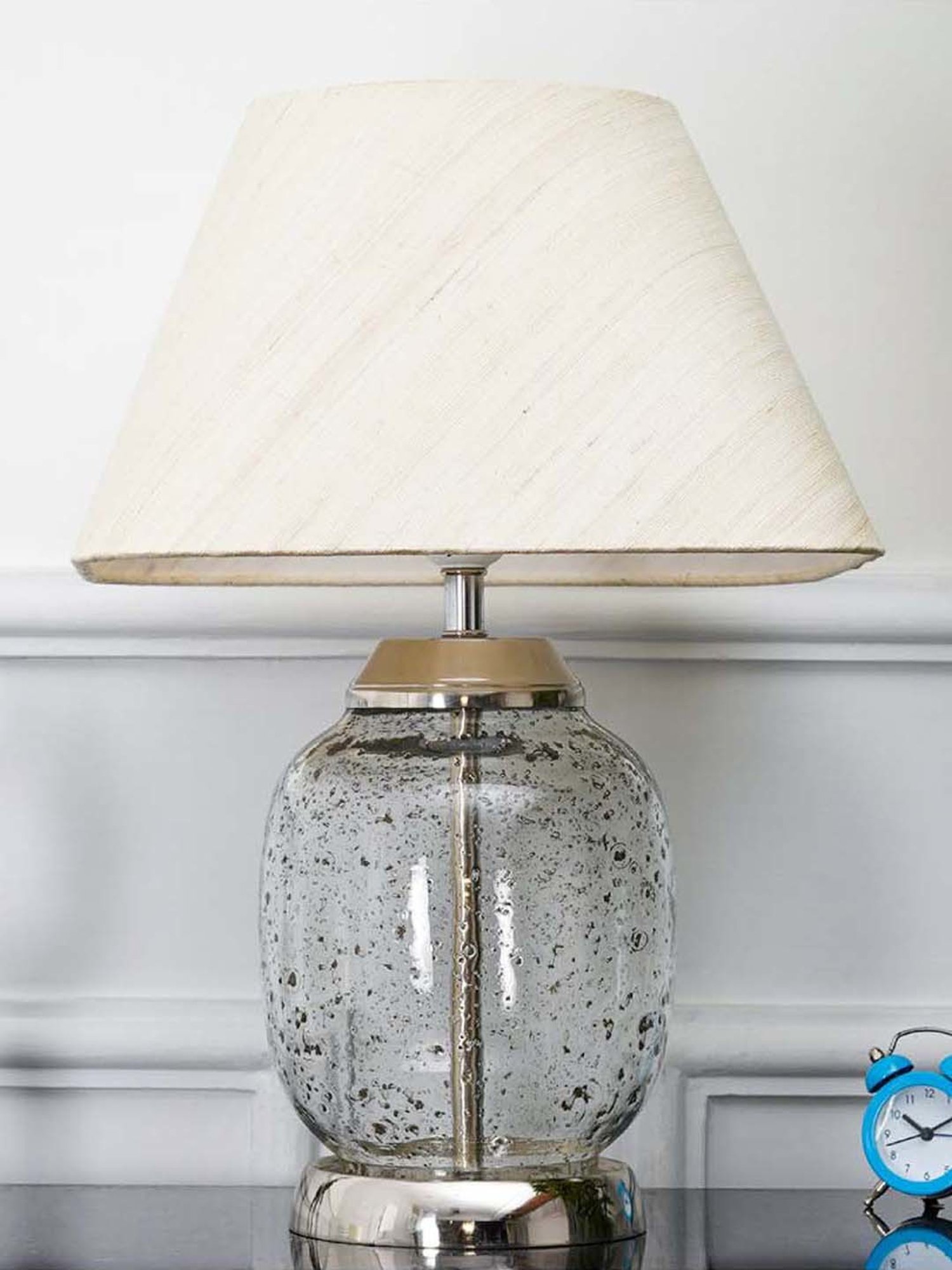 Kapoor Lamp Shades Chrome Glass Secret Tabel Lamp With Linen Shade