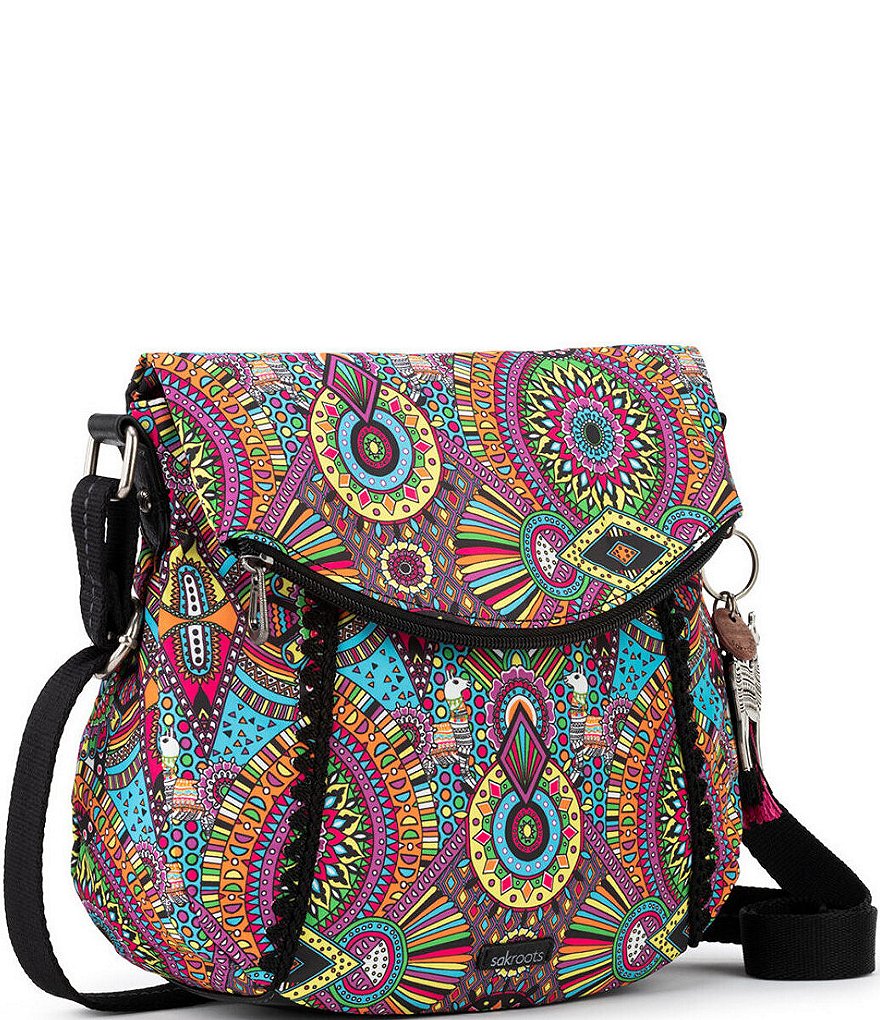 Sakroots Artist Circle Floral Foldover Crossbody Bag