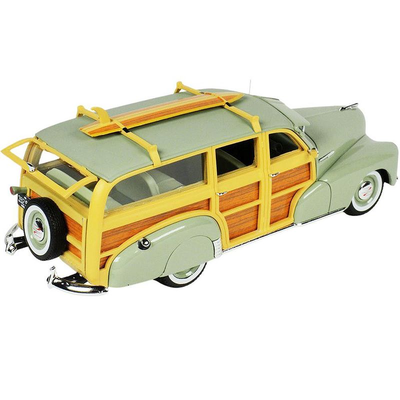 1948 Chevrolet Fleetmaster Woodie Station Wagon with Surfboard Satin Green Ltd Ed 325 pcs 1/43 Model Car by Goldvarg Collection