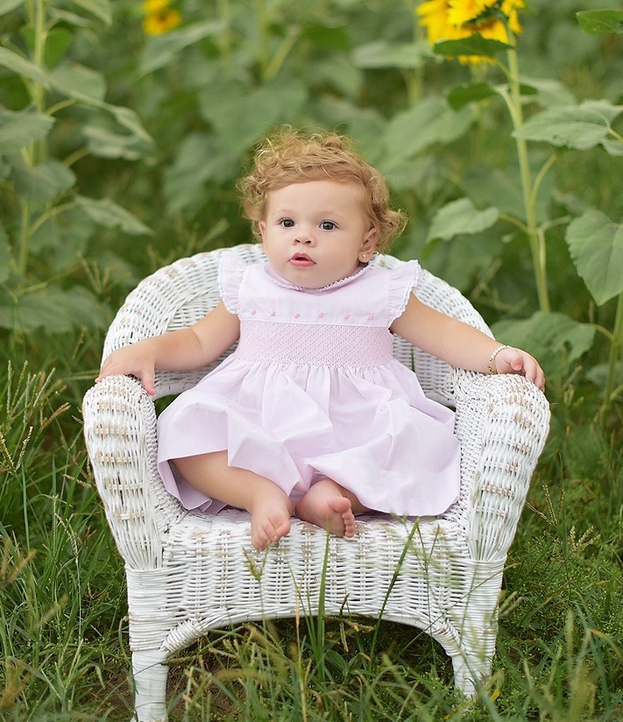 Friedknit Creations Baby Girls 3-9 Months Flutter Sleeve Smocked Dress