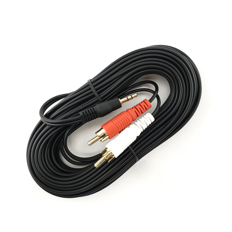 SatelliteSale 3.5mm Stereo Plug Male to 2-RCA Plug Male Audio Cable 3 Feet