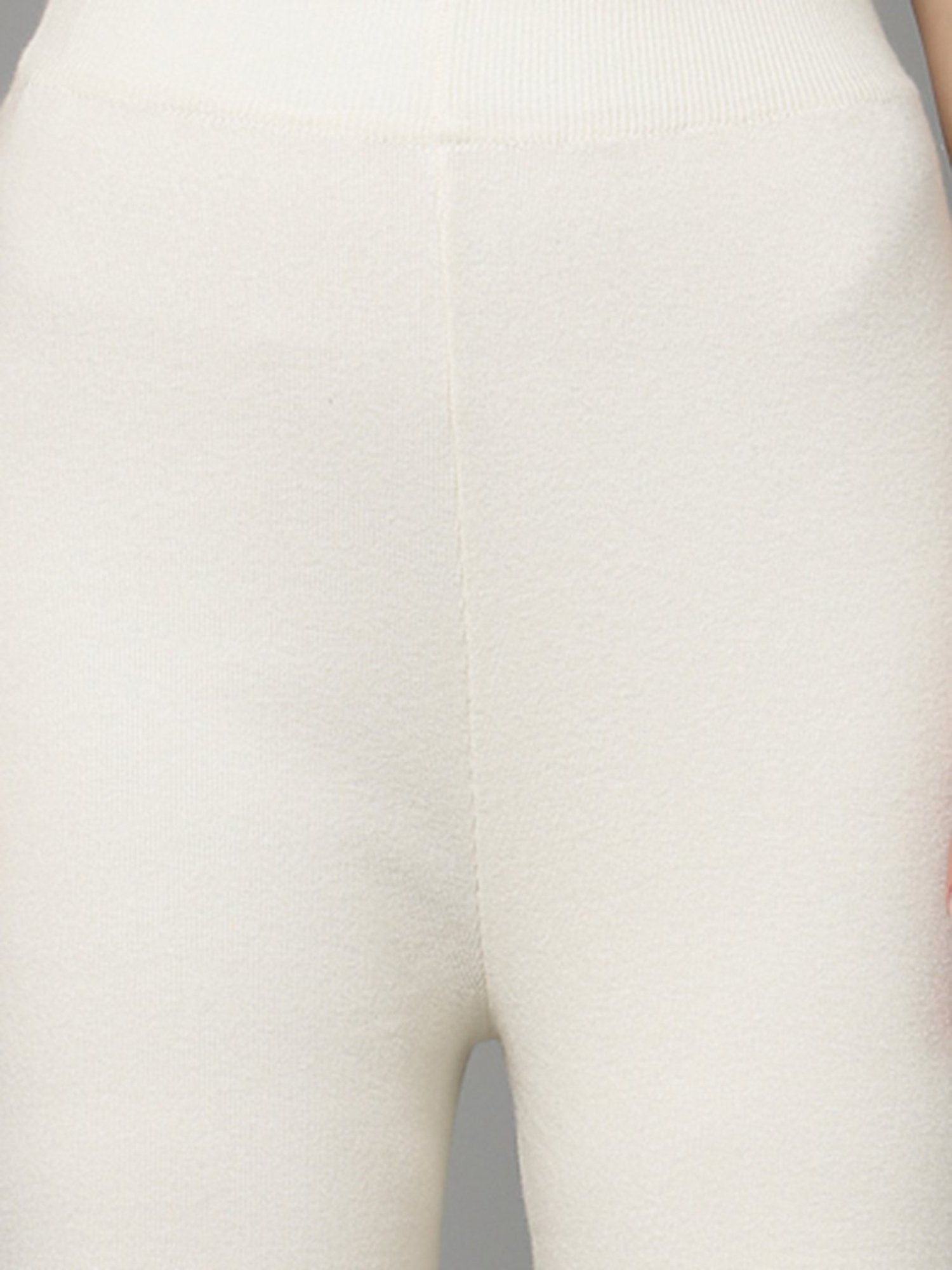 Mafadeny Off White Regular Fit Mid Rise Palazzos