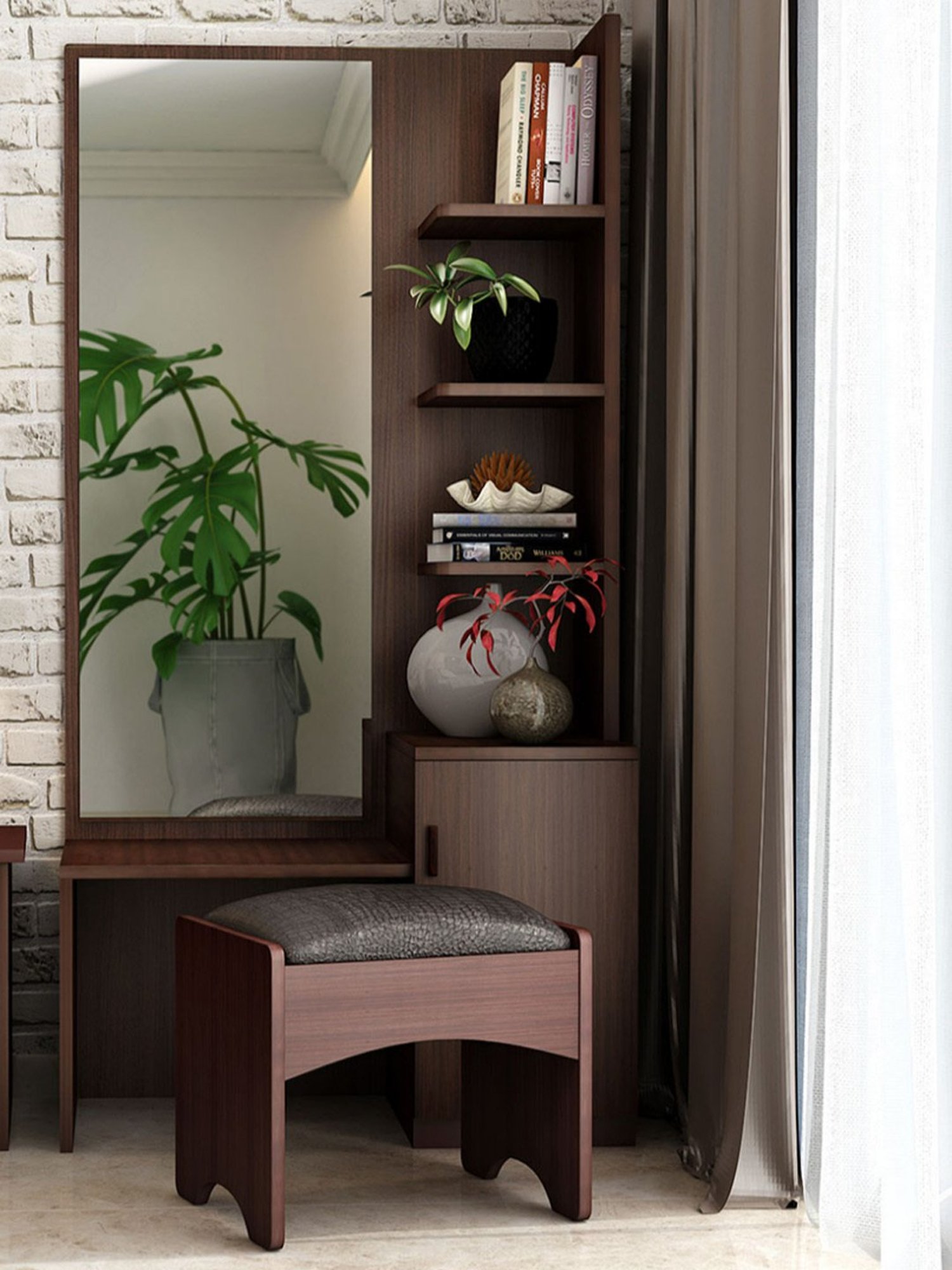 Godrej Interio Aero Valigny Oak Engineered Wood Standerd Dressing Table