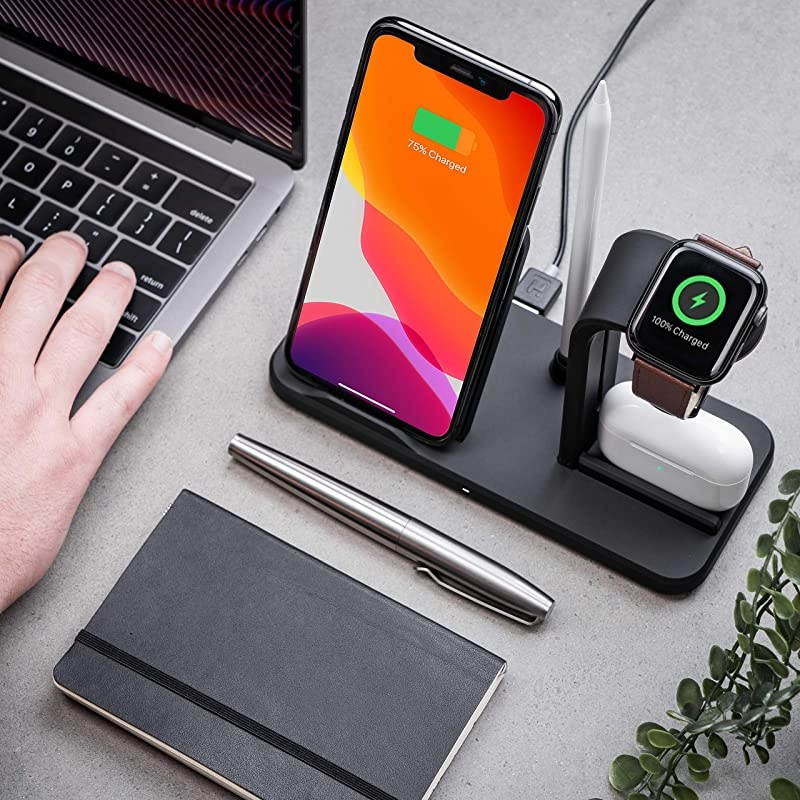 in 1 Wireless Charging Station for Multiple Devices Apple Watch iPhone Airpods Apple Docking Station Detachable Qi Wireless Charger Stand in 1 Compatible with iPhone XR X XS Max 8 Plus