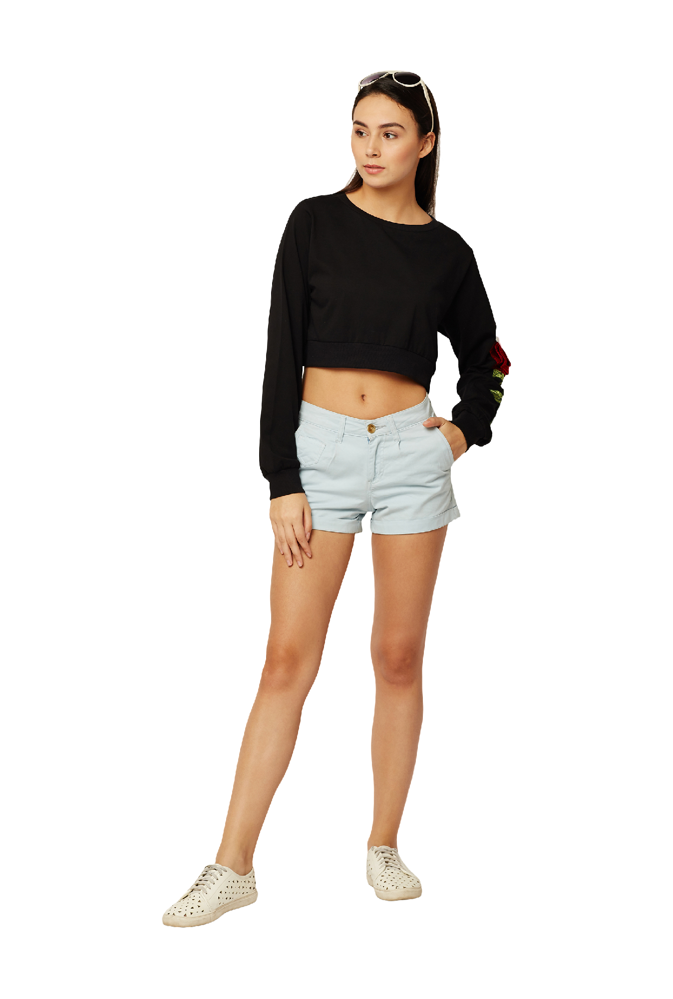 Miss Chase Black Loose Fit Crop Top