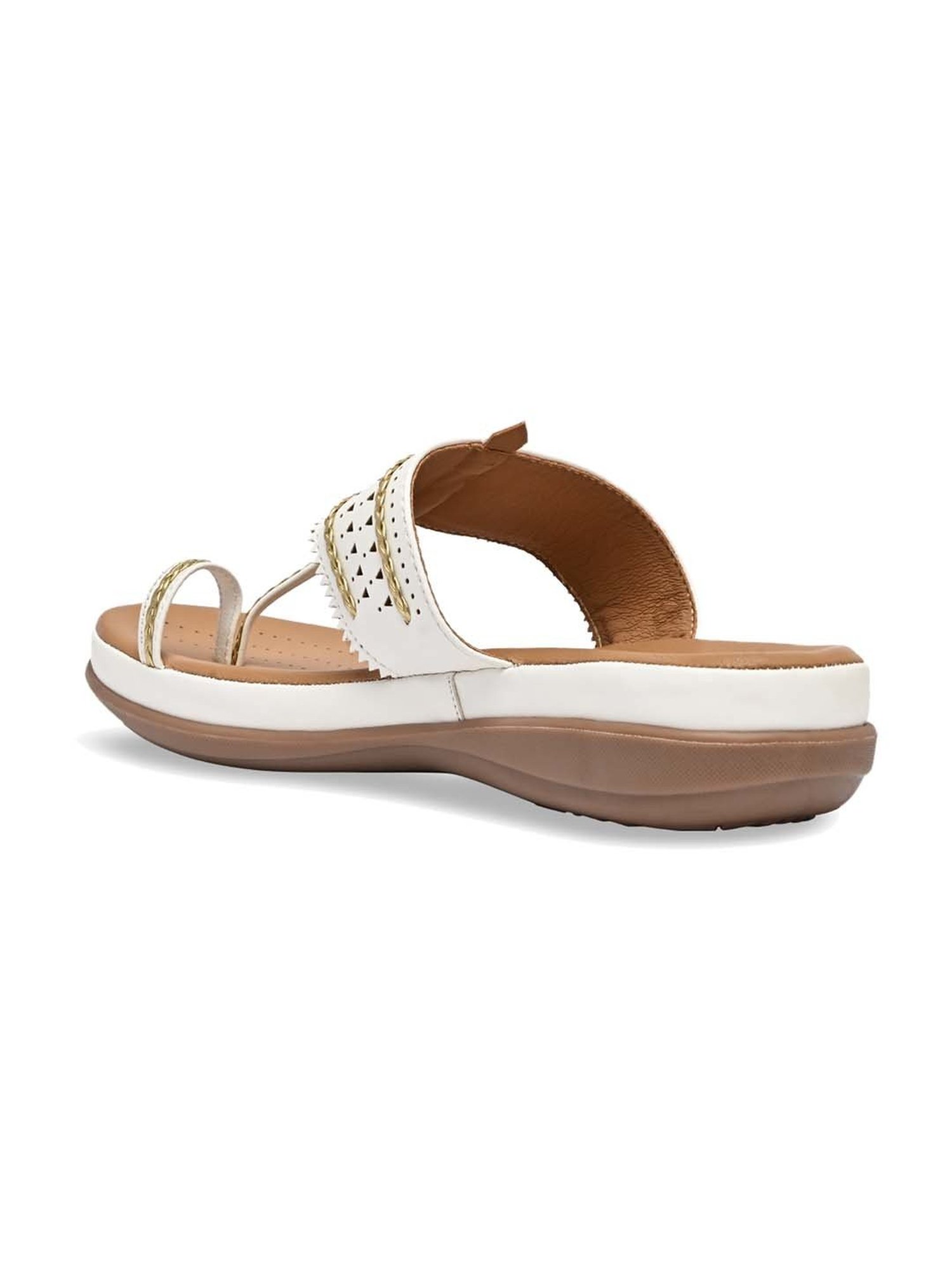 Rocia by Regal Women's White Toe Ring Wedges