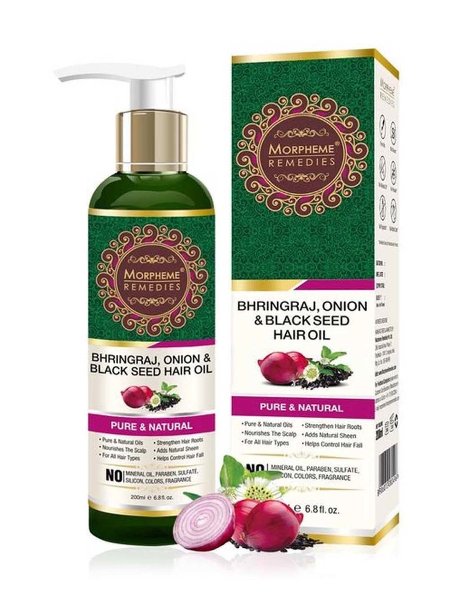 Morpheme Remedies Bhringraj, Onion & Black Seed Hair Oil - 200 ml