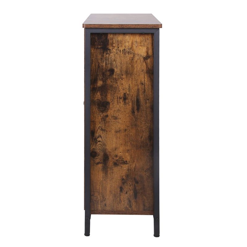 Wooden Storage Cabinet with Shutter Door and 3 Compartments Brown - Benzara