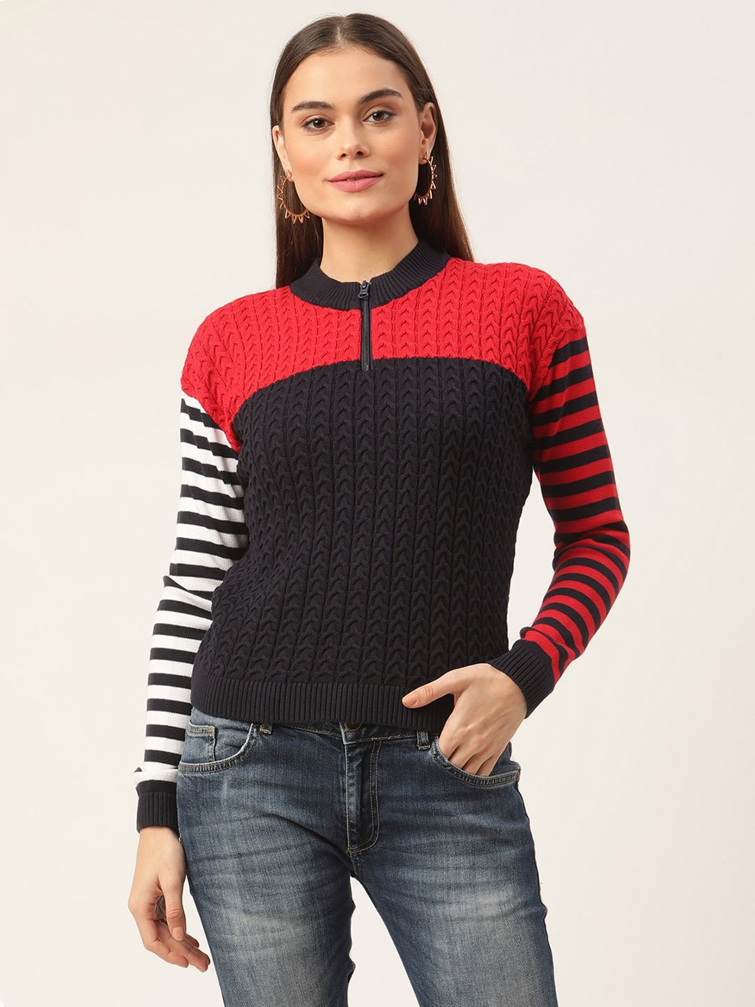 Elle Multicolor Round Neck Sweater