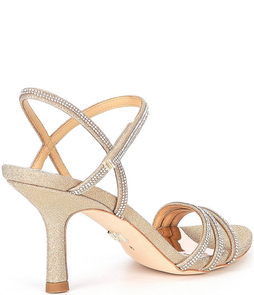 Badgley Mischka Dessa Crystal Embellished Strap Dress Sandals